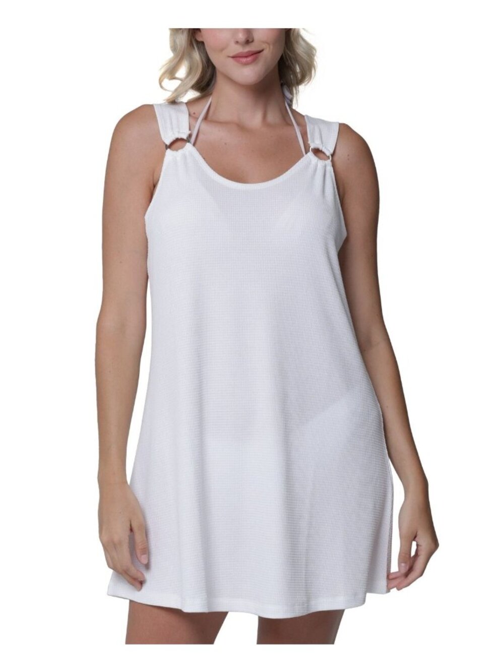 J Valdi Women's Ring Tank Cover-up Dress - White, SZ. XL